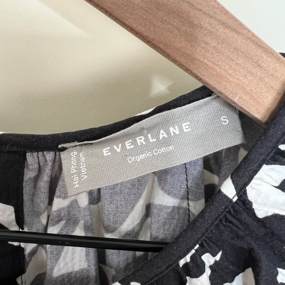 Everlane Seersucker Floral Puff Sleeve Mini Dress Scandinavian Summer Sundress - Picture 9 of 12